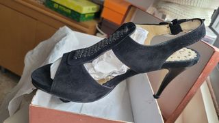 Sandalias de fiesta negras con pedrería