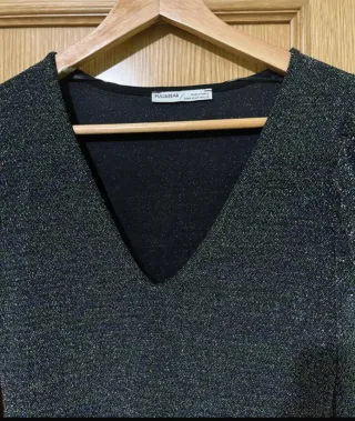 Vestido plateado brillante manga larga