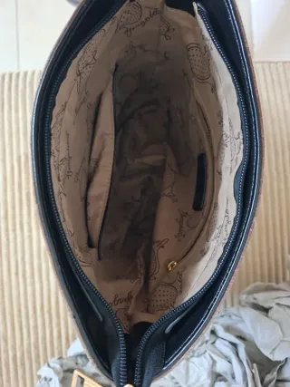 Borsa nuova per donna in vera pelle marrone e nera