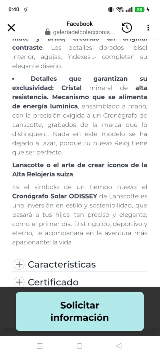 Reloj ODISSEY Oro Cronógrafo Solar
