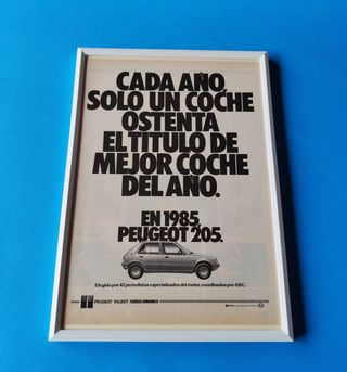 Peugeot 205 Coche del Año cuadro cartel publicidad