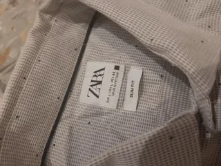 Camisa Zara Hombre azul y Blanca