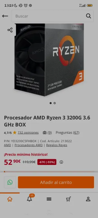 Placa Base AMD A320M + Procesador + Ventilador