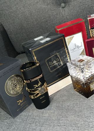 Set Perfumes Lattafa Árabes Oro y Rojo