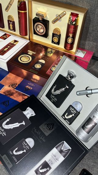 Set Perfumes Lattafa Árabes Oro y Rojo