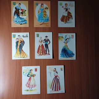 8 Postales Trajes Regionales España Años 60-70