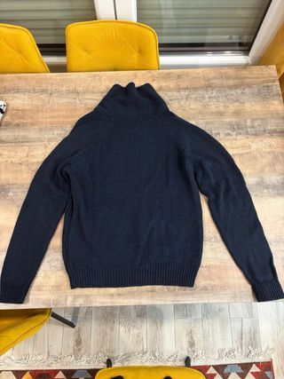 Jersey azul trenzado cuello alto hombre M