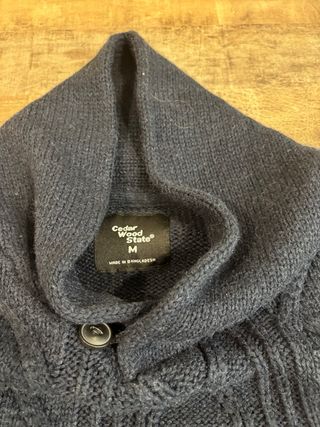 Jersey azul trenzado cuello alto hombre M