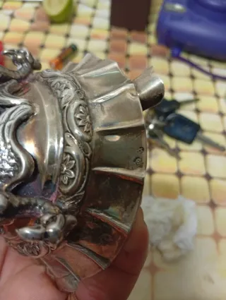 Cenicero antiguo de plata