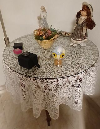 Mesa redonda con cristal