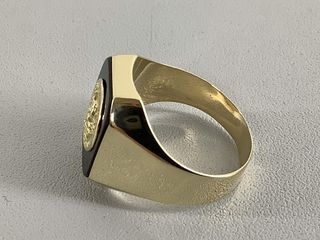 sello oro 18k con piedra con circonita