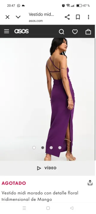 Vestido fiesta morado con flores