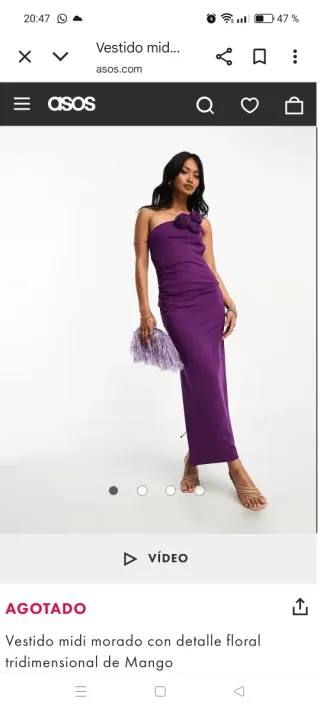 Vestido fiesta morado con flores