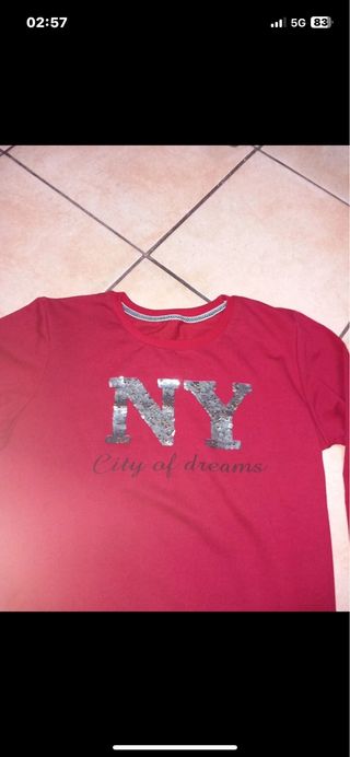 Felpa donna NY City of dreams bordeaux paillettes
