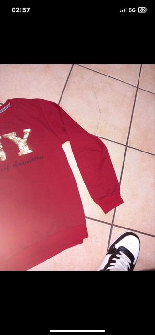 Felpa donna NY City of dreams bordeaux paillettes