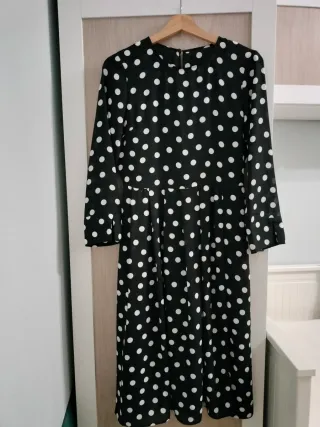 Vestido/Mono largo lunares blanco y negro