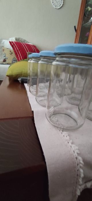 Botes de cristal con tapa azul (pack 35 unidades)