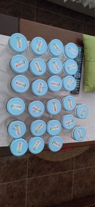 Botes de cristal con tapa azul (pack 35 unidades)