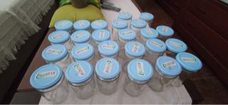 Botes de cristal con tapa azul (pack 35 unidades)