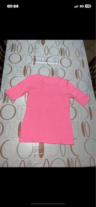 Maglia rosa manica a gomito donna M