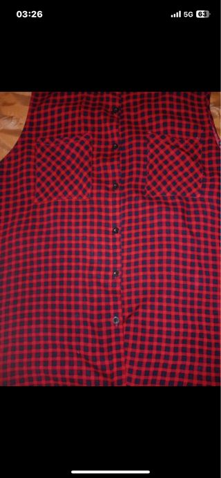 Camicetta quadri rosso nero donna L