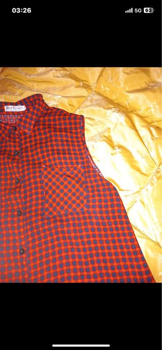 Camicetta quadri rosso nero donna L