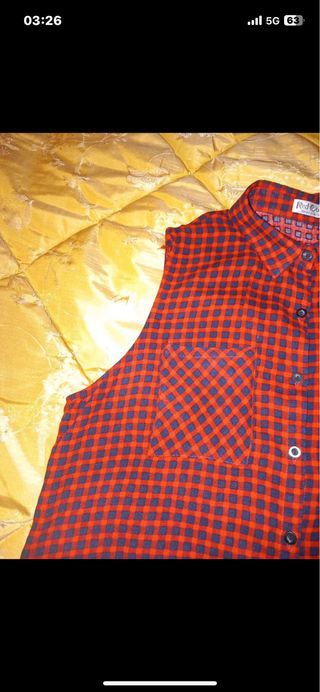 Camicetta quadri rosso nero donna L