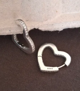 Pendientes Corazón Plata Ley Circonitas