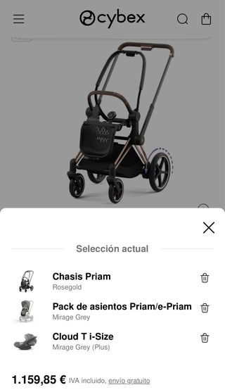 Cochecito Cybex Priam Gris y Rose Gold