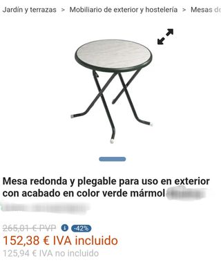 Tavolo rotondo pieghevole in acciaio per giardino 70cm ALCO