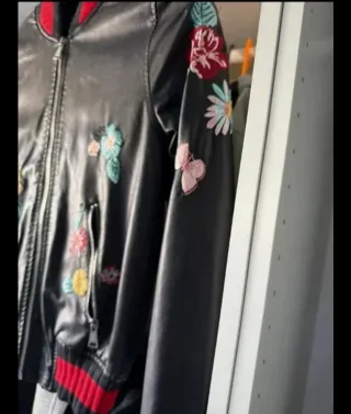 Chaqueta Cuero Artificial Bordada Vintage