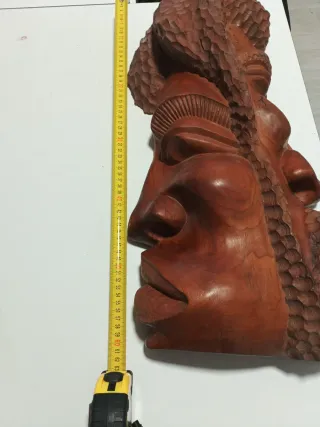 Gran Figura Madera Arte Africano Doble Cara 55x30