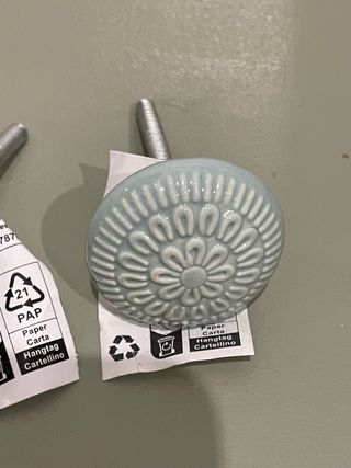 2 Tiradores / Pomos Muebles Cerámica Azul