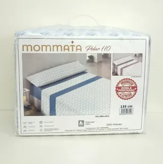 Juego de cama térmica 135cm/ 3 piezas azul, blanco