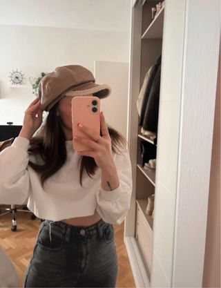 Gorra boina beige y marrón