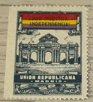 Sello Unión Republicana Madrid 50 Céntimos rara