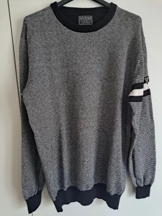 Maglione Guess uomo righe nere e grigie