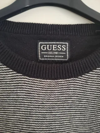 Maglione Guess uomo righe nere e grigie