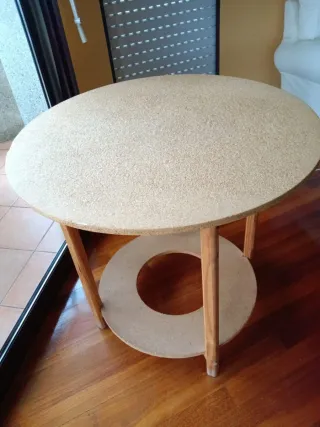 Mesa camilla redonda cristal y madera