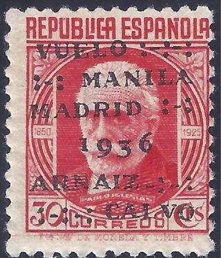 Sello Vuelo Manila Madrid 1936** Arnaiz Calvo