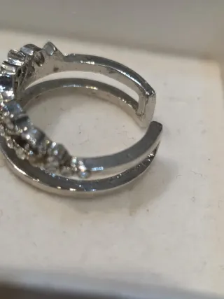 Anillo corona brillantes ajustable plata