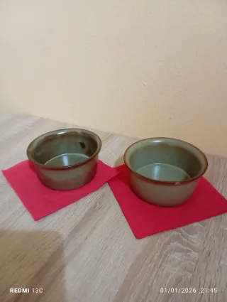 Set 2 Ciotole Ceramica Marrone Verde