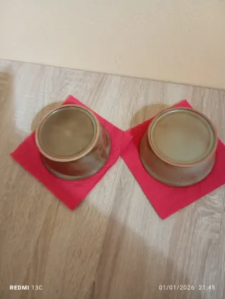 Set 2 Ciotole Ceramica Marrone Verde