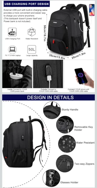 Mochila de viaje LIGSAN negra