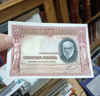 Billete 50 Pesetas Banco de España 1935 color rojo