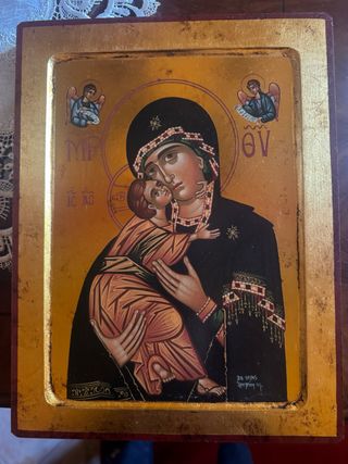 Icona Sacra Religiosa Madonna Bambino
