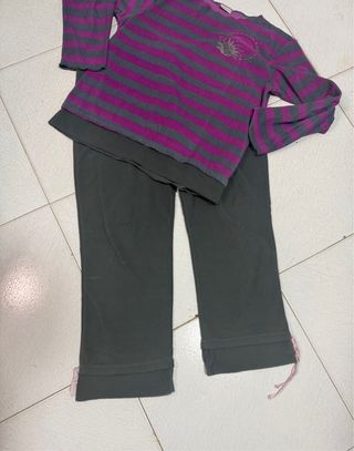 Pigiama donna OVS righe viola e grigio