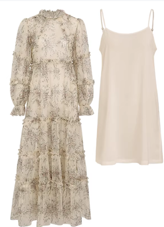 Vestido floral con volantes y fondo de tirantes