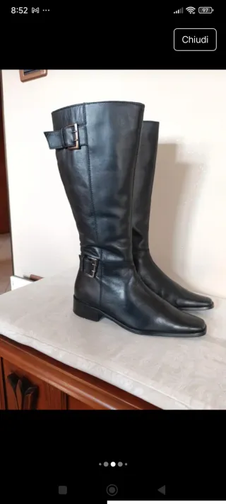 Stivali in vera pelle neri taglia 37