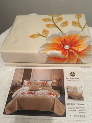 Juego de sábanas floral,6 piezas 100%algodón